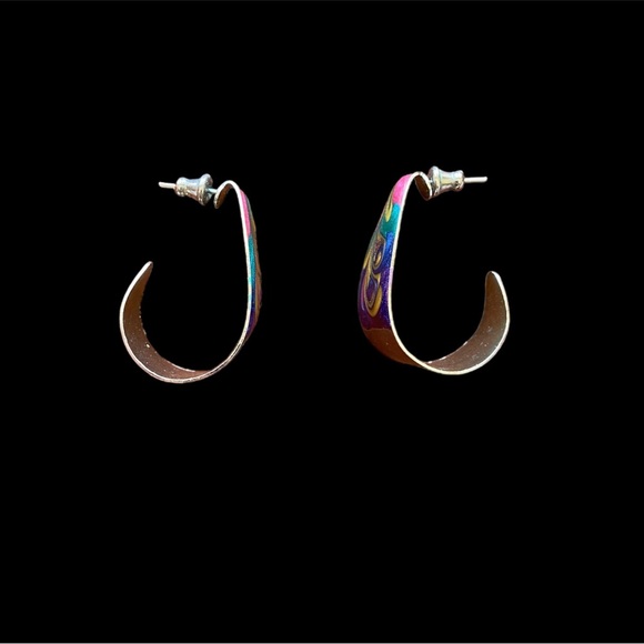 Vintage Colourful Swirl Earrings - Picture 6 of 6